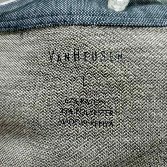 Van Heusen Mens Polo Shirt Large Heather Green Short Sleeve Casual Golf Top - Picture 8 of 11